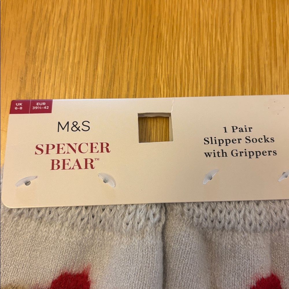 M&S Spencer Bear Slipper Socks with Grippers - Picture 2 of 6